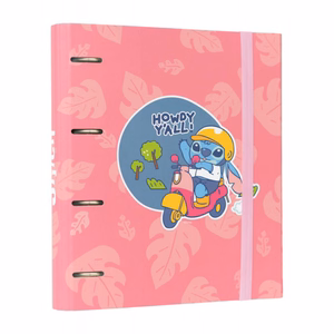 Disney Stitch A4 -kansio 4 renkaalla ja kuminauhalla