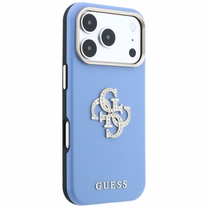 Guess Smooth & Big Strass Logo -suojakuori iPhone 18 Pro / 17 Pro – sininen