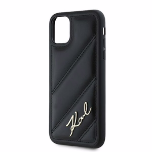 Karl Lagerfeld Diagonal Quilted Script Suojakuori iPhone 11 / Xr:lle - musta