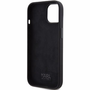 Karl Lagerfeld Silicone Ikonik Metal Pin case for iPhone 15 Plus / 14 Plus - black