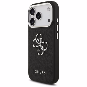 Guess Grained Big 4G Classic Logo suojakuori laitteelle iPhone 17 Pro, musta
