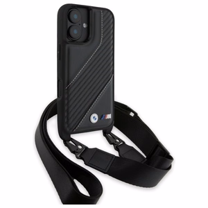 BMW M Edition Carbon Stripe & hihna suojakuori iPhone 16:lle - musta
