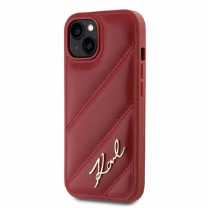 Karl Lagerfeld Diagonal Quilted Script Suojakuori iPhone 15 / 14 / 13:lle - punainen