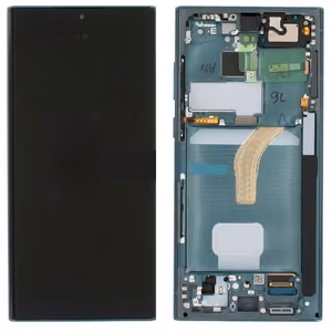 LCD-näyttö Samsung S908 S22 Ultra kosketusnäytöllä ja kehyksellä vihreä alkuperäinen (huoltopaketti)