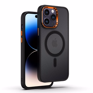 Tel Protect Magnetic Carbon Case for Iphone 13 Pro Black-orange