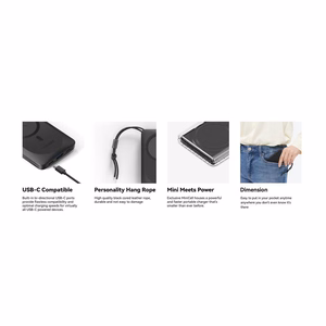 Ulkoinen akku yhteensopiva MagSafe:lle Veger MagOn (VP1151 / W1151) PD QC3.0 2A 20W langattomalla latauksella 10000 mAh valkoinen