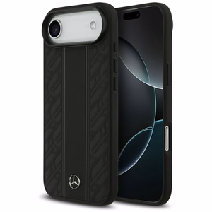 Mercedes Leather Laurel Leaves Stripes MagSafe -suojakuori iPhone 17 Air - musta