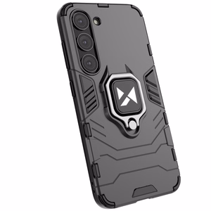 Wozinsky Ring Armor suojakuori Samsung Galaxy S23+:lle panssaroitu kuori magneettinen pidike rengas musta