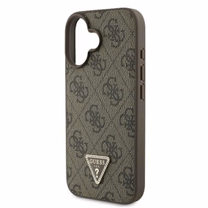 Guess Leather 4G Triangle Strass MagSafe kotelo iPhone 16 - ruskea