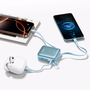 Varavirtalähde POWER BANK Joyroom (JR-PBF27) 10000mAh (1xType-C; 22.5W) + type-C ja lightning kaapeli, sininen