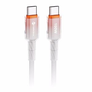 Kaapeli FORCELL F-ENERGY C357 liukuväri Type-C - Type-C QC4.0 PD 5A 100W 1 m valkoinen
