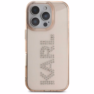 Karl Lagerfeld IML Rhinestones Logo iPhone 16 Pro Suojakuori - Vaaleanpunainen