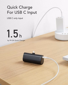 Ulkoinen akku Veger PlugOn (W0556P) PD QC3.0 3A 20W 5000 mAh sisäänrakennetulla Lightning-liittimellä musta