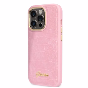 Guess Croco Collection Suojakuori iPhone 14 Pro:lle - vaaleanpunainen