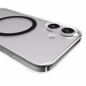 Puro Lite Mag TPU+PC suojakuori MagSafe-yhteensopiva iPhone 17:lle - läpinäkyvä mustalla renkaalla