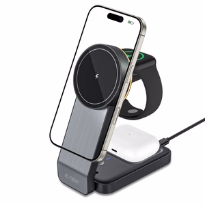 Tech-Protect QI15W-A28 MagSafe 3in1 Inductive Charger with Smartphone / Apple Watch / AirPods Stand - Black