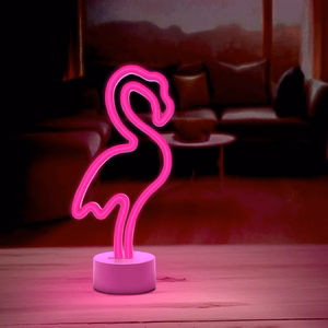 Neon LED jalustalla FLAMINGO vaaleanpunainen USB-C FSC-11 Forever Light