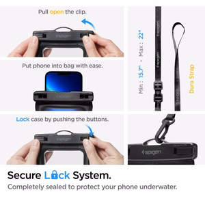 Spigen Aqua Shield A621 Vedenpitävä lantiolaukku + kelluva kotelo - Musta