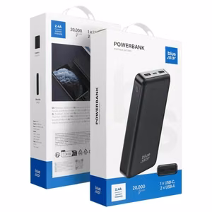 Blue Star W2015 varavirtalähde, 20000 mAh, 2.1A, musta