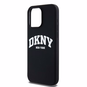 DKNY Liquid Silikoninen White Printed Logo MagSafe Suojakuori iPhone 14 Pro Max:lle - musta