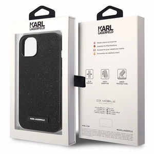 Karl Lagerfeld KLHCP14MG2ELK iPhone 14 Plus 6.7 "kovakotelo musta / musta Glitter Plaque Logo