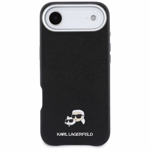 Karl Lagerfeld Karl & Choupette Head Pins Saffiano MagSafe Case for iPhone Air - Black