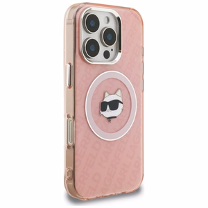 Karl Lagerfeld IML Choupette Head Logo MagSafe Suojakuori iPhone 16 Pro - vaaleanpunainen