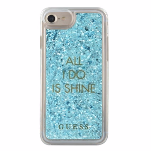 Guess GUHCP7GLUQBL iPhone 6/7/8 / SE 2020 / SE 2022 sininen / sininen kova kotelo Liquid Glitter Party
