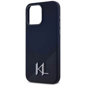 Karl Lagerfeld suojakuori iPhone 15 Pro:lle MagSafe-tuella KLHMP15LSCMKMPCK (Silicone Initial Metal Logo) - musta