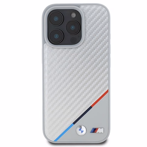 BMW M Carbon Tricolor Line MagSafe Suojakuori iPhone 16 Pro:lle - harmaa