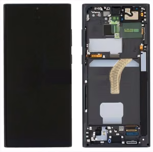 LCD-näyttö Samsung S908 S22 Ultra kosketusnäytöllä ja kehyksellä Phantom Black alkuperäinen (huoltopaketti)
