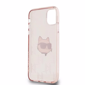 Karl Lagerfeld IML Choupette Head & Monogram suojakuori iPhone 11 / Xr:lle - vaaleanpunainen