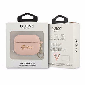Guess GUAPLSCHSP AirPods Pro suojakuori vaaleanpunainen/vaaleanpunainen Silikoni Charm Sydän kokoelma