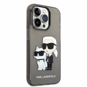 Karl Lagerfeld Glitter Karl&Choupette suojakuori iPhone 14 Pro:lle - musta