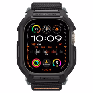 Spigen Lite Fit Pro Suojakuori Hihnalla Apple Watch Ultra 1 / 2 (49mm):lle - matta musta