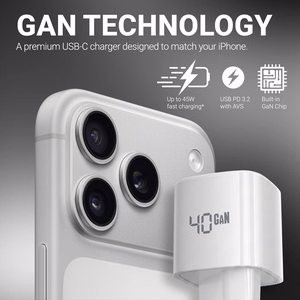 Crong NEO GaN USB-C PD -laturi AVS-tuella, 40 W, valkoinen