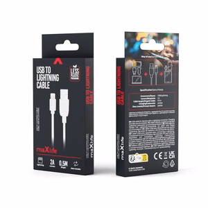Maxlife kaapeli USB - Lightning 0,5 m 2A valkoinen