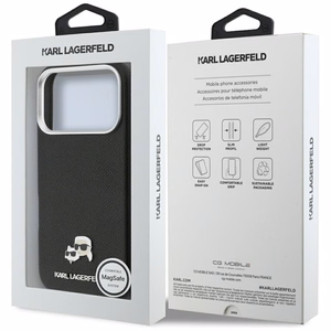 Karl Lagerfeld MagSafe -suojakuori iPhone 17 Pro 6,3" PU K&C Head Pin musta