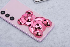 Phone stand BEAR - stick-on - pink