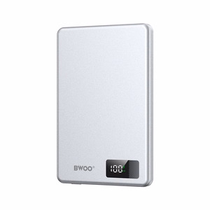 BWOO alumiini Magneettinen varavirtalähde P75 PD 20W 5000 mAh digitaalinäytöllä ja USB-C-portilla hopeinen