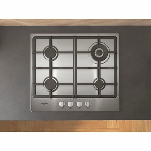 Whirlpool TGML 661 IX R -integroitava ruostumattomasta teräksestä valmistettu kaasukeittotaso, 58 cm, 4 keittoaluetta