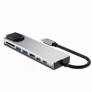 Tech-Protect HB09 USB-hubi 8in1 TYPE-C + USB-A 3.0 + USB-C 3.0 + HDMI 4K 60HZ + SD/TF + PD100W + RJ45 1000 MB/S - harmaa