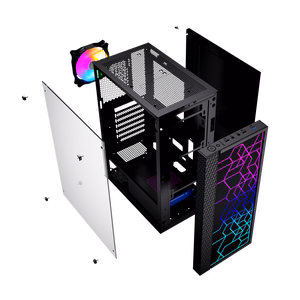 Gembird Fornax 2500 ARGB Gaming ATX Midi Tower taustavalaistuksella musta tietokonerunko