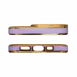 Muoti Kotelo iPhone 12 Pro Gold Frame Gel Cover Purple
