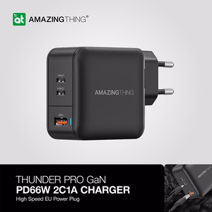 Amazing Thing Wall charger Thunder Pro GaN EUTH66W - USB + 2xType C - PD 66W black