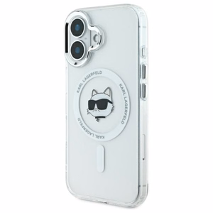 Karl Lagerfeld Suojakuori iPhone 16 6.1 KLHMP16SHLSCHH Valkoinen Kova IML Metal Choupette Head MagSafe