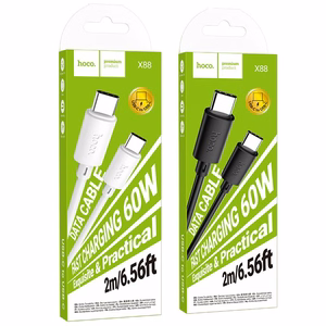 Kaapeli USB C - USB C Hoco 3A 60W 2 m X88 valkoinen