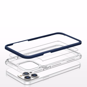 Kirkas 3in1 tapauksessa iPhone 13 Pro sininen kehys geeli kansi