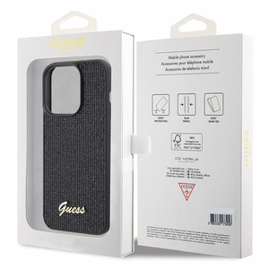 Guess Disco Metal Script Suojakuori iPhone 15 Pro:lle - musta
