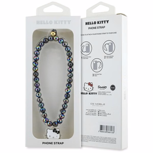 Hello Kitty Pearls Kitty Head Phone Charm - Black